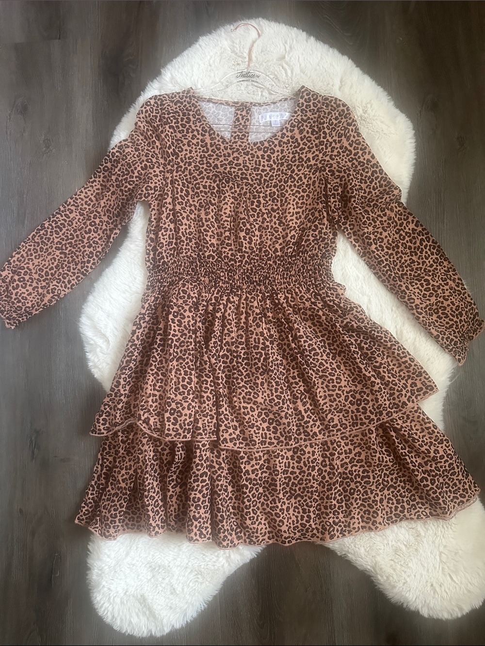 Girls' Brown Leopard Print Tiered Dress size 7